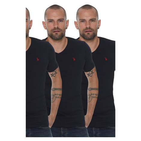 TRIPLE SET T8568 DEWBERRY V-NECK MEN'S T-SHIRT-NAVY-NAVY-NAVY-NAVY