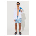 ALTINYILDIZ CLASSICS Men's White-Navy Blue Standard Fit Patterned Fast Drying One Pocket Swimsui