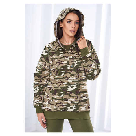 3-piece moor set of sweatshirt, top and leggings khaki + ecru