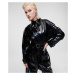Kabát Karl Lagerfeld Iridescent Patent Coat Čierna