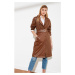 Trendyol Brown Arched Suni Leather Long Trenchkot