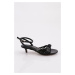 DGN 4320 Women's Low Heel Ankle Sandals Black Metallic