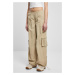 Ladies Wide Crinkle Nylon Cargo Pants Concrete