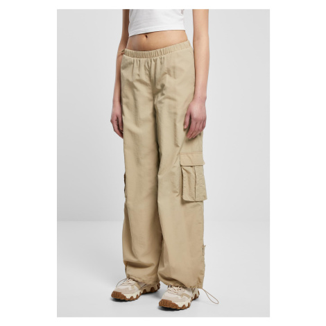 Ladies Wide Crinkle Nylon Cargo Pants Concrete Urban Classics