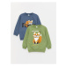 LC Waikiki Lw - Crew Neck Long Sleeve Printed Baby Boy Sweatshirt 2-Pack