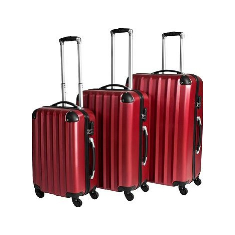 Súprava 3 pevných cestovných kufrov červená