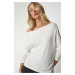 Happiness İstanbul Women's Ecru Boat Neck Knitwear Blouse