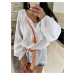 White boho shirt with white top and belt By o la la