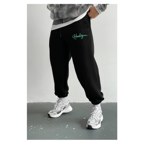 84184 Dewberry 3 Thread Mens Sweatpants-BLACK-GREEN