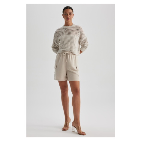 DEFACTO High Waist Short Leg Linen Blended Shorts