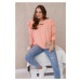 Cotton blouse with ruffles on the shoulders apricot