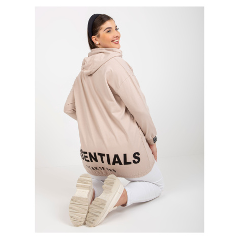 Larger size beige sweatshirt with pockets