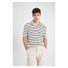 DEFACTO Regular Fit Striped Short Sleeve Polo T-Shirt