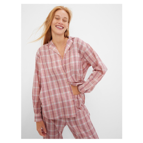 Ružový dámsky kockovaný vrchný diel pyžama GAP