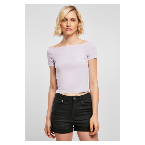 Women's T-shirt with ribbed pattern in lilac Urban Classics