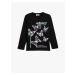 Koton T-Shirt Butterfly Printed Long Sleeve Crew Neck Cotton