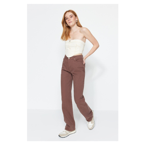 Trendyol Brown Low Waist Wide Leg Jeans Pants