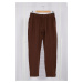 Trendyol Brown Limited Edition 100% Linen Straight Fit Waist Lace Trousers