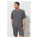 AC&Co / Altınyıldız Classics Men's Anthracite-melange Oversized Loose Fit, Crew Neck Cotton Prin