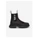 Čierne dámske členkové kožené topánky na platforme KARL LAGERFELD Luna Art Deco Gore Boot