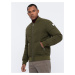 Ombre Men's quilted bomber jacket with metal zippers - dark olive green