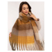 Brown and dark yellow checkered winter scarf