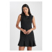 DEFACTO A-Line Round Neck Sleeveless Black Mini Dress