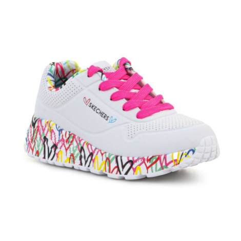 Dievčenská rekreačná obuv SKECHERS Uno Lite Lovely Luv white pink