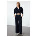 Trendyol Navy Blue Wide Leg/Relaxed Fit Ribbed Knitted Sweatpants