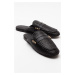 LuviShoes 165 Genuine Leather Black Straw Women's Slippers