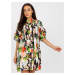 Black Floral Mini Dress with Button Fastening