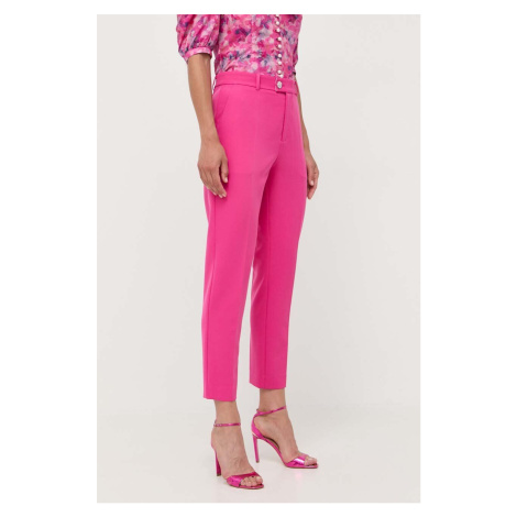 Nohavice Custommade dámske, ružová farba, rovné, vysoký pás