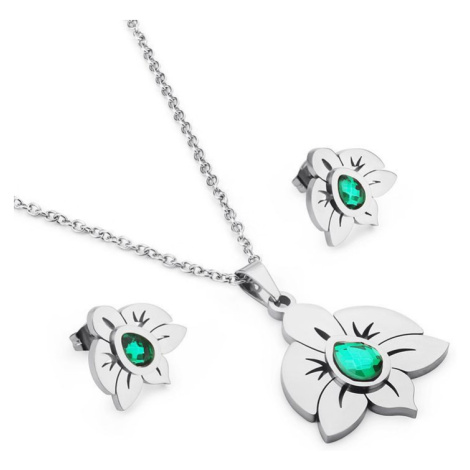 Sada šperkov z ocele slniečko Flow s kryštálom Strieborné