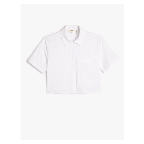 Koton Crop Short Sleeve Shirt with Buttons Pocket Detailed