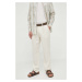 Ľanové nohavice Sisley béžová farba, rovné