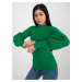 Zelené žebrované tričko s balónovými rukávy -RV-BZ-5223.15-green