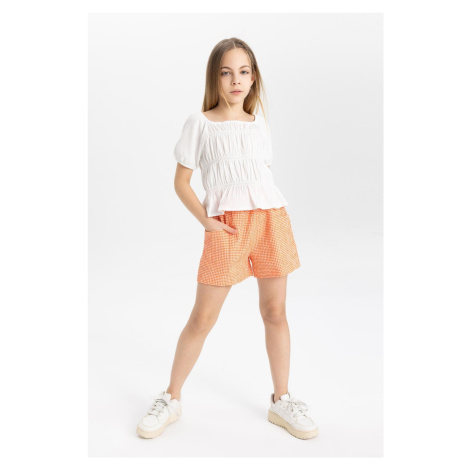 DEFACTO Girl's Checkered Paperbag Shorts