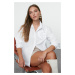 Trendyol Ecru Oversize Wide Fit Shirt with Rose Detail on the Front