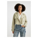 DEFACTO Crop Crinkle Fabric Trench Coat