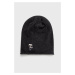 Vlnená čiapka Karl Lagerfeld šedá farba, z tenkej pleteniny, vlnená