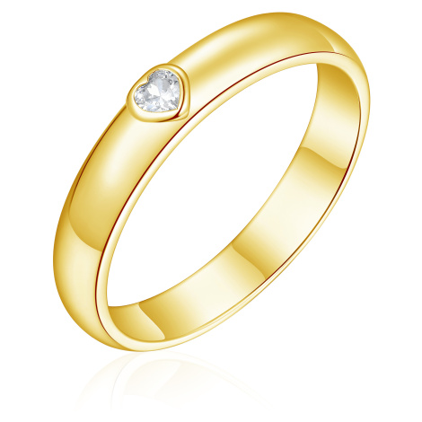 OLIVIE Snubný strieborný prsteň SRDCE GOLD 8588