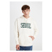 DEFACTO Men's Ecru Boxy Fit Hooded Slogan Printed Sweatshirt