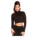 Sexy KouCla Crop Top s dlhým rukávom Belly Free black