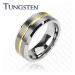 Tungstenový prsteň s pruhom v zlatej farbe, 8 mm - Veľkosť: 69 mm