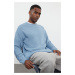 Trendyol Blue Unisex Crew Neck Plain Knitwear Sweater