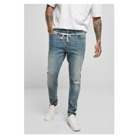 Slim Fit Drawstring Jeans Medium Heavy Ruined Washed Urban Classics