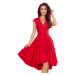 Červené dámské šaty s delším zadním dílem a krajkovým výstřihem XXXL model 8228358 - numoco