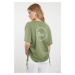 Trendyol Khaki 100% Cotton Back and Front Printed Oversize/Relaxed Cut Knitted T-Shirt