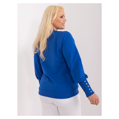 Cobalt Blue Women's Cotton Sweatshirt Plus Size