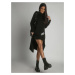 Asymmetrical oversize black hooded tunic